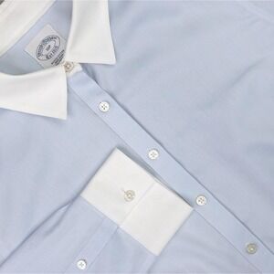 Brooks Brothers Button Up Shirt Womens 10P Blue White Collar Petite Fitted